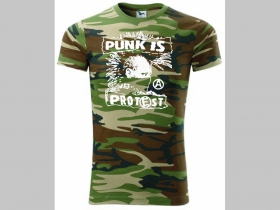 Punk is Protest pánske maskáčové tričko 100 %bavlna 